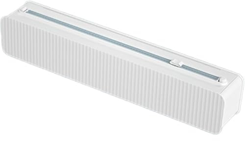 Tubayia Cortador de papel de alimentos, film transparente, cortador de láminas, dispensador, caja de almacenamiento reutilizable, soporte para rollos, herramientas, dispensador de papel de aluminio