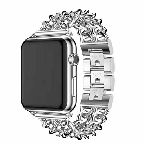 Kompatibel med klocka serie 10 46 mm (färg: Silver kedja design metallband rem fodral