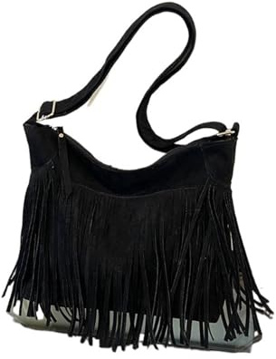 Zymjzbetic Fransväska, mångsidig retro crossbody-väska för kvinnor, tofs, strand, halmväska, axelväska för kvinnor
