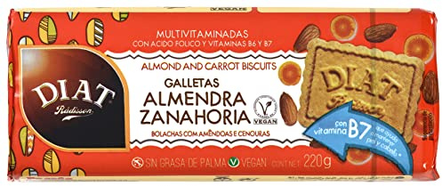 DIAT Radisson - Galletas con Almendras y Zanahoria | Vegan y Bajas en Sal | Enriquecidas con Vitaminas | Galletas multivitaminadas