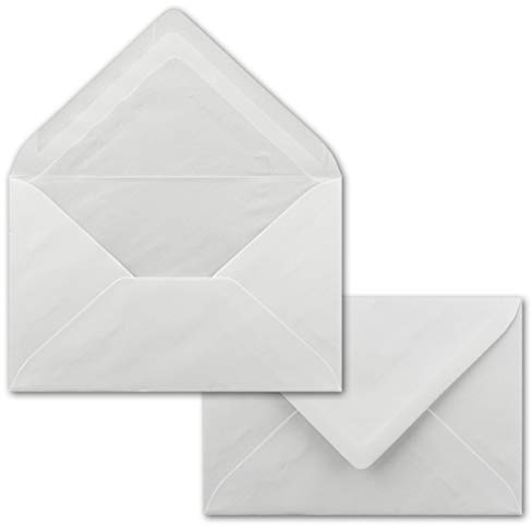 100x Briefumschläge, weiß mit Seidenfutter DIN C6-11,2 x 16 cm - mit Nassklebung, weiß 90 Gramm pro m², klassische spitze Klappe