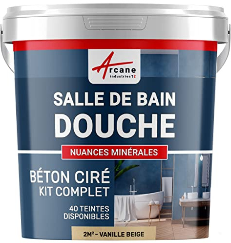 béton ciré salle de bain, douche italienne, pièce d'eau, kit beton cire, salle de bains, douche italienne - 2 m² (en 2 couches) Vanille Beige - ARCANE INDUSTRIES