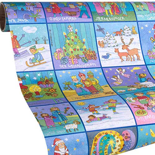 Geschenkpapier Kinder Weihnachten, 5 Meter Rolle - Weihnachtsgeschenkpapier für Mädchen & Jungs an Weihnachten und Advent