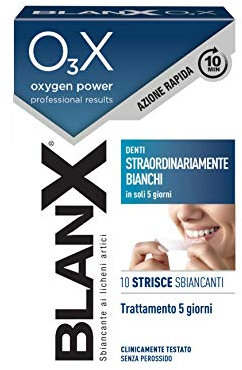 BlanX O3X Strisce Sbiancanti, con Ossigeno Attivo e Licheni Artici, Sbiancamento, Denti Straordinariamente Bianchi, 10 Strisce