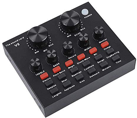 Scheda audio V8 con Interfaccia Esterno, Usb, Microfono, Bluetooth, per Computer, Pc, Telefono