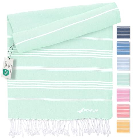 Fit-Flip Hamamtuch aus 100% Baumwolle – saugfähig und schnelltrocknend – türkisches Saunatuch, Strandtuch, Duschtuch, Badetuch, Yogatuch – Aqua – 200x200cm Sultan