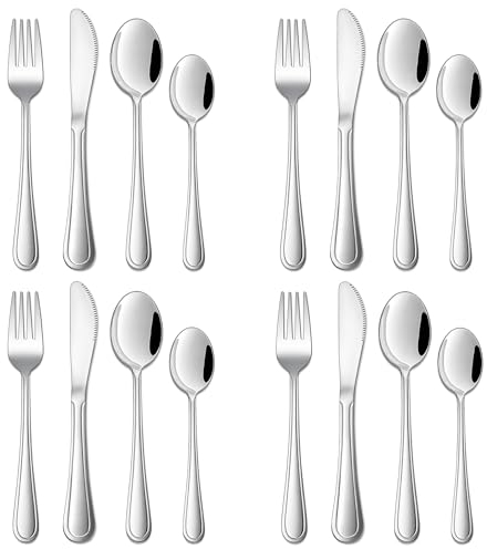 Joyfair Kinderbesteck, Edelstahl Kleiner Kinderbesteck 16er Set, Kinder Besteck Set für Jungen/Mädchen, Kleinkinder Löffel Messer Gabel Set ab 3 Jahre, Ungiftig & Gesund, Spülmaschinenfest