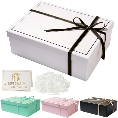 Nouveaux Boite Cadeau pour anniversaire, coffret cadeau mariage avec couvercles et ruban, Boîte Cadeau Vide Pliable Pour Anniversaire Noël Thanksgiving 25 x 18 x 9 CM