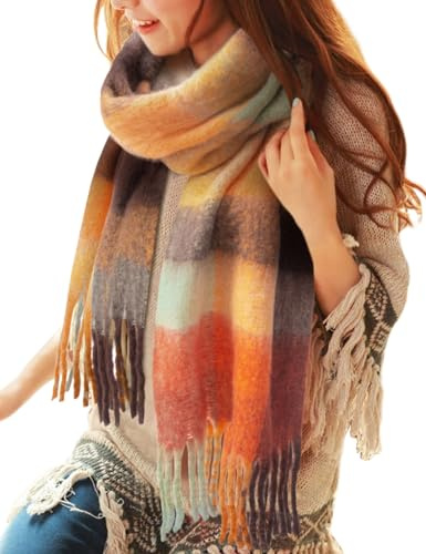 Voqeen Echarpe Femme Écharpe Mode Châle à Carreaux Longs Foulard Femme Enveloppement de Châssis d'hiver Surdimensionné de Écharpe Chale