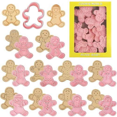 Mainiusi Formine Biscotti Natale 10 Pezzi, Stampi Omino Pan di Zenzero, Stampini 3D per Biscotti Natalizi
