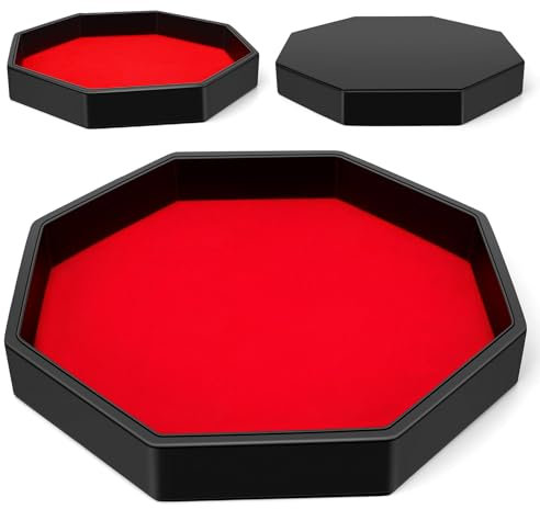 Würfelbrett mit Filzunterlage, Dice RollingTray, Felt Lined PU Leather Octagon Dice Tray for Dungeon Crawler Games