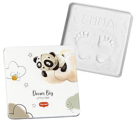 Tiny Love Caja Mágica Cuadrada, Caja Recuerdos Bebé, Kit Huella Bebé Pie y Manos, Dermatológicamente Testado, Kit Arcilla Todo en Uno, Decoración Cuarto Bebé, Regalos Recién Nacido, Tiny Creations