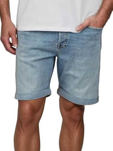 JACK & JONES JJIRICK - Pantalones cortos para hombre, elásticos, corte regular, bermudas, verano, vaquero, monocolor, negro, azul, S, M, L, XL, XXL, M