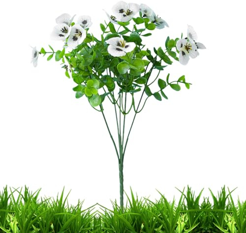 Kustimantu Künstliche Stiefmütterchen | UV-beständige für den Außenbereich, realistisch, dekorativ, für Innen- und Außenbereich, Blumenarrangements für Haustür und Garten