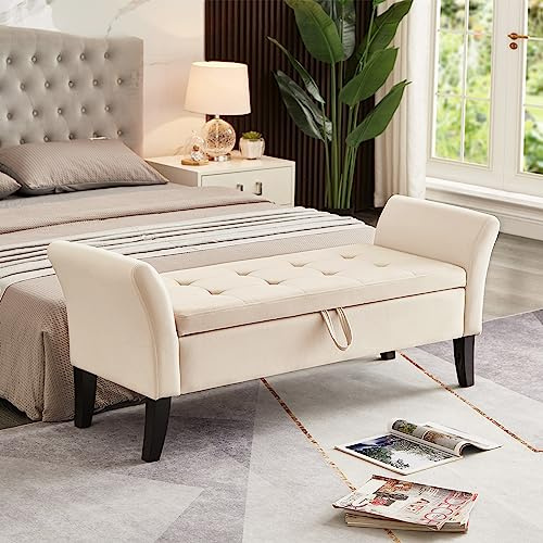 Panca ottomana con contenitore, in velluto grigio, per ingresso e soggiorno, con braccioli curvi, versatile decorazione per la casa e panca per scarpe