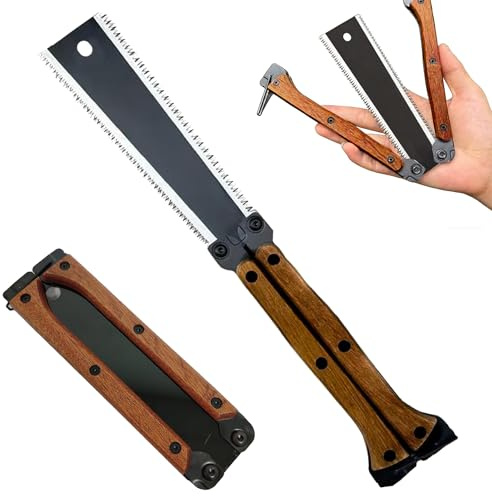 Japanese Hand Saw, 6.3in Small Japanese Folding Pull Saw, Folding Japanese Flush Cut Pruning Saw, Folding Handsaw with Double-Edged Blade Sk5 Blade (13/14 Tpi) for Wood, Camping and Woodworking
