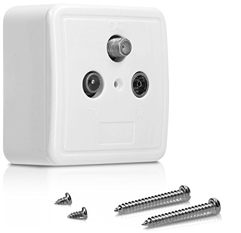 kwmobile 3-Fach Antennensteckdose SAT TV Radio - Antennendose Stichdose Enddose DC-Durchgang - 3-Loch Steckdose Stecker für Antenne Kabel Fernseher