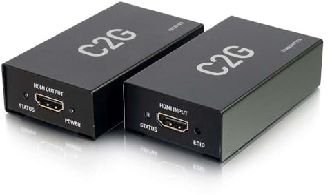C2G Legrand HDMI Over Cat5/6 Signal Extender, Audio/Video Extender, Ideal as Plug and Play Extender, Supports Up to 164 Feet, Black, 1 Set of 2 Extenders, 60180