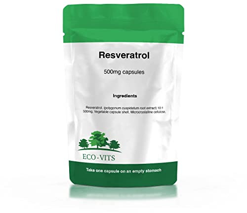 ECO-VITS RESVERATROL (500MG) 365 CAPS Recyclable Packaging.Sealed Pouch