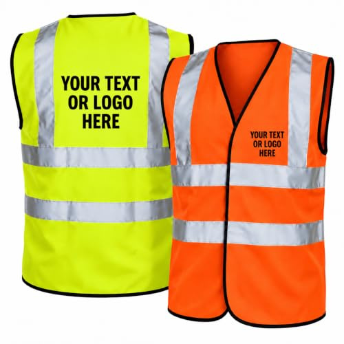 The World Of Wall Art Personalised Printed Reflective Hi-Vis High-Viz Visibility Safety Vest/Waistcoat Customised (Medium)