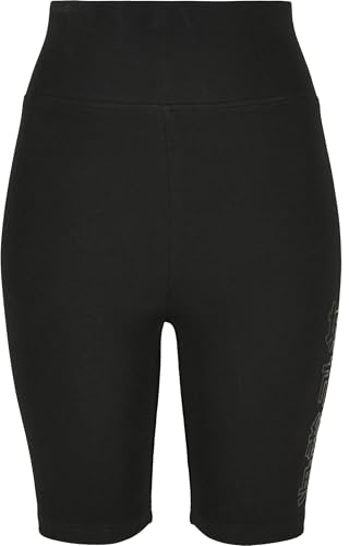 Urban Classics Dam radler-byxor korta leggings hög midja brända cykelshorts, knälånga kvinnor sportbyxor för kvinnor med kinesiska bokstäver, storlekar XS – 5XL, Svart/svart, 5XL