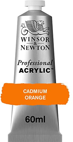 Winsor & Newton 8840459 Professional Acrylfarbe in Künstlerqualität, hohe Farbbrillanz & Deckkraft, Archivqualität, 60ml Tube - Kadmiumorange