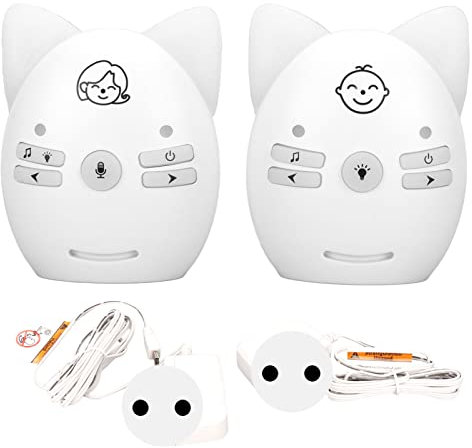 Monitor de Audio para Bebés, Cuidador de Bebés Inalámbrico de Largo Alcance con Conversación de 2 Vías con Luz Nocturna Pequeña, Música Incorporada, para el Hogar (Blanco)