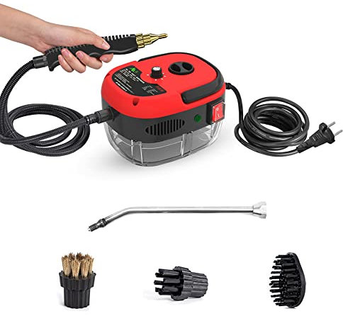 Decdeal 2500W Pulitore a vapore portatile portatile Macchina per la pulizia a vapore ad alta temperatura con testine per mobili da cucina Bagno Auto