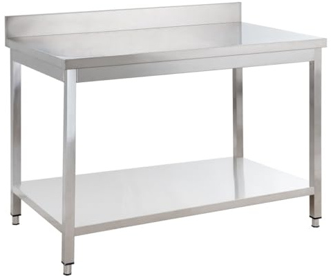 GastroHero Edelstahl Arbeitstisch I Arbeitstisch 100x60 cm mit Grundboden I ohne Aufkantung I Edelstahltisch für Gastronomie I Gasto Tisch AISI 201 (1400 x 700 x 850 mm, mit Aufkantung)