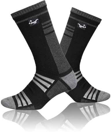 OTTERSHELL Calzini impermeabili da donna e da uomo. Adatto per attività all'aperto come corsa, ciclismo, escursioni in montagna ed escursionismo. La lana merino (XL, Nero - GR)