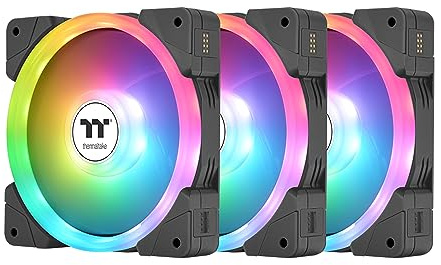 Thermaltake SWAFAN EX 12 ARGB PC Cooling Fan, 3-Fan pcak, 500~2000 RPM, Magnetic Connection, Reversable Blades, sync with MB RGB Software, CL-F167-PL12SW-A, 120mm, Black