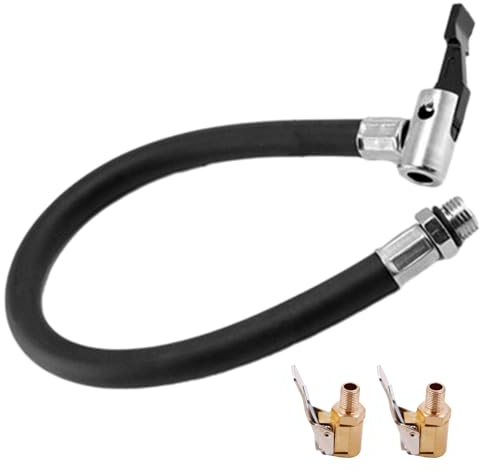 NHBETYS Reifendruckfüller Ventilverlängerung Set, 37cm Reifenfüller Schlauch mit 2 Stück 5cm Adapter Fahrradventil für Autoreifen, Motorrad Fahrradreifen, Luftkompressoren (schwarz)