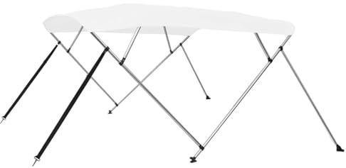 Gecheer Toldo Bimini, Estructura 4 Arcos, 243x210x137 cm, poliéster PU y Aluminio, Dosel Ajustable para Barco