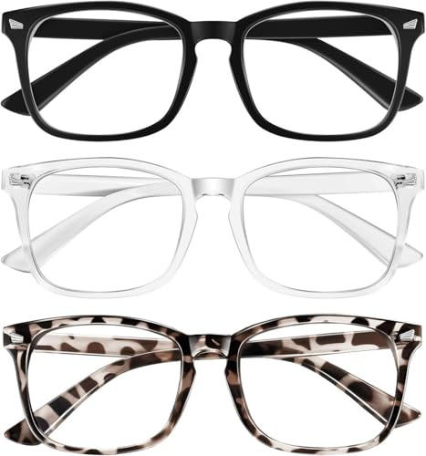 Reading Glasses for Women Blue Light Blocking Glasses Filter UV Square Readers Glasses for Men and Women 3 Pack Reader +2.00
