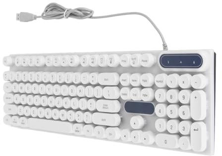 Vikye Teclado Mecánico, Teclado con Cable USB de 104 Teclas con Retroiluminación Colorida, Teclado de Computadora Plug and Play Impermeable con Teclas Redondas para Edición de Oficina