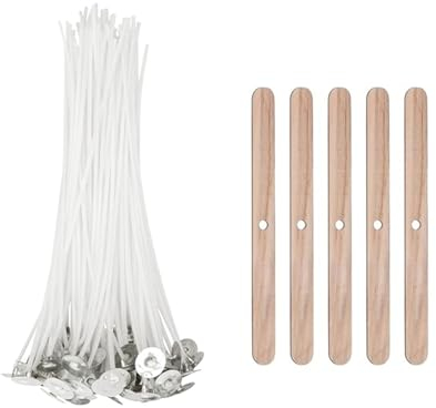 Bolosa 100 Stück Kerzendocht, Kerzendochte für Kerzen, Kerzen Docht Set, Kerzendocht Kaufen, Kerzendochte für Dicke Kerzen, Kerzen Selber Machen Set, Dochte für Kerzen Gießen, Candle Wick 15cm(H)