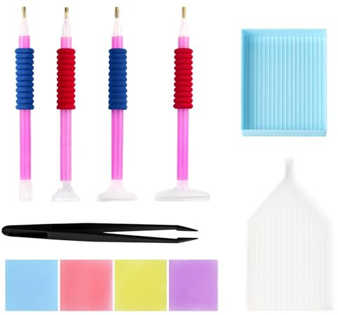 GOTDYBST 47 Stück Diamond Painting Zubehör, Multifunktional Diamond Painting Stift, Bunt Diamond Painting Wachs, Diamond Painting Set mit Pinzette für DIY Stickerei Painting Craft