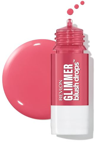 Revlon Glimmer Blush Drops – Hydrating Liquid Blusher, Plumping Formula with Glycerin, Liquid-to-Powder Finish, Pink It Over