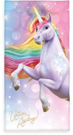 Herding Velourstuch Unicorn Academy, 75 x 150 cm, Handtuch aus 100% Baumwolle, Velours