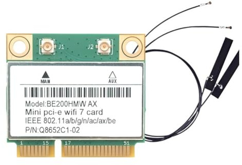 YEHEI WiFi 7 PCI-E WiFi Card BE200 BE200HMW 8774Mbps 2.4G/5G/6Ghz for Bluetooth 5.4 802.11BE Network Adapter Internal Antenna