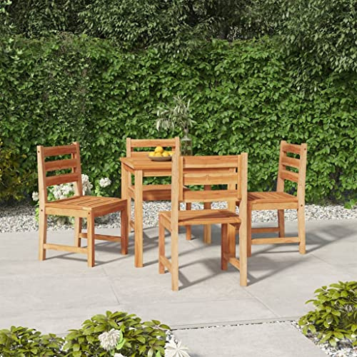 YuuSsea 5-TLG. Garten-Essgruppe Massivholz Teak, 80x80cm Tisch mit 4 Stühlen, wasserabweisend, für Terrasse Balkon Garten, robuste Outdoor Möbel