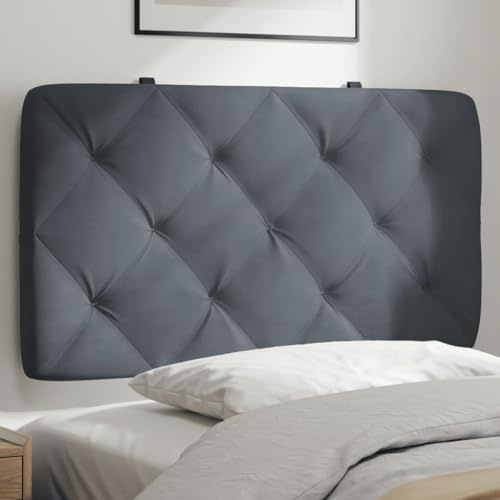 Owoxanthellate Kopfteil-Kissen 82x6x48 cm Samt LED-Klett wandmontierbar für Boxspringbett 80 cm Breite Dunkelgrau