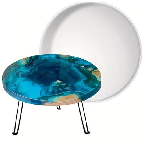 50CM Round Resin Table Moulds for Epoxy Resin, River Table Silicone Moulds Epoxy Casting Moulds for DIY Art Craft, Charcuterie Board, River Coffee Table, Flower Preservation, Home & Office Decorations