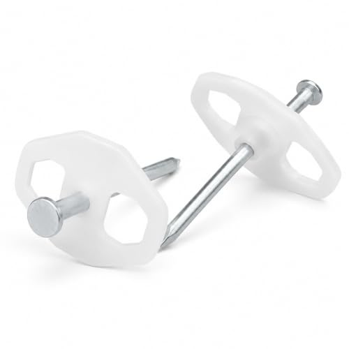 O4L Lot de 100 disques à clouer 35 x 25 mm avec clou en acier 3,5 x 60 mm galvanisé, fixation pour câbles et isolants, robustes, résistants à la corrosion, sans halogène
