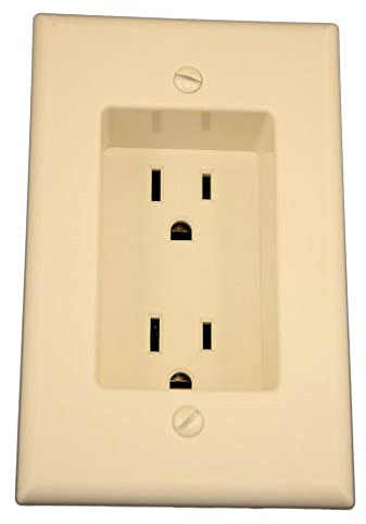 Leviton 15 Amp 1-Gang Recessed Duplex Receptacle, Residential Grade, with Screws Mounted to Housing, 689-T, Light Almond