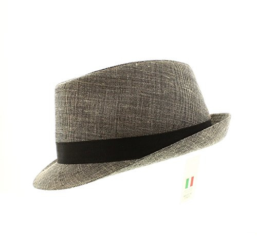 votrechapeau – Sombrero trilby – pequeño borde – Varese – gris – Diadema Negro Gris - Bandeau noir 53