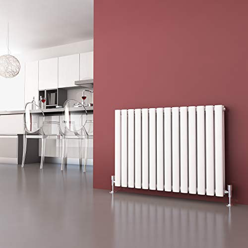 ELEGANT White Horizontal Double Radiators 600 x 830 mm Column Oval Bathroom Designer Radiator
