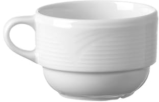 HENDI Taza de capuchino, 230ml, con bordes reforzados, ø87mm, porcelana blanca