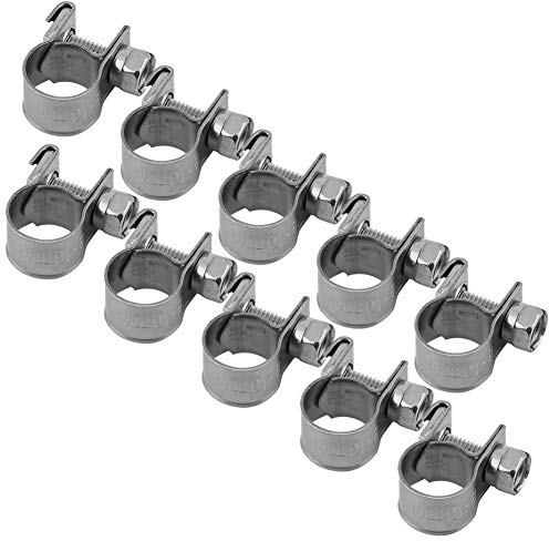 DEWIN 10 Piezas Abrazadera de Manguera 8-10mm, Clip de Manguera Mini Tubo de Línea de Combustible de Acero Inoxidable Clip de Abrazadera de Manguera