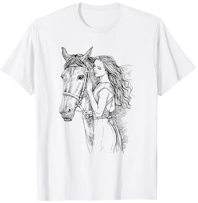 Cheval Tee Equitation Tee Shirt Femme Fille Cavalière Cheval T-Shirt